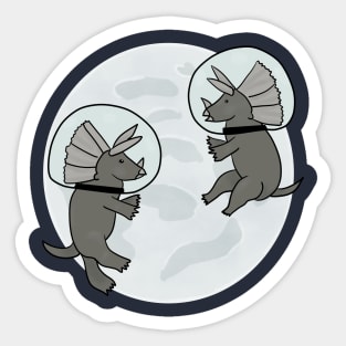 Dinosaurs on the moon Sticker